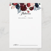 Burgundy Pink Navy Floral Calligraphy Wedding Advieskaart (Voorkant)