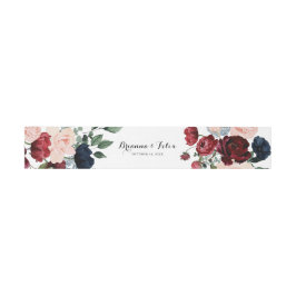 Burgundy Pink Navy Floral Calligraphy Wedding Uitnodigingen Wikkel