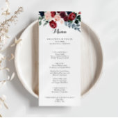 Burgundy Pink Navy Floral Dinner Menu