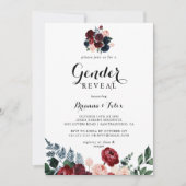 Burgundy Pink Navy Floral Gender Revey Kaart (Voorkant)