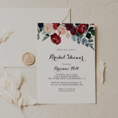 Burgundy Pink Navy Floral Vrijgezellenfeest Kaart