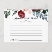 Burgundy Pink Navy Floral Wedding Advice Card Briefkaart (Voorkant)