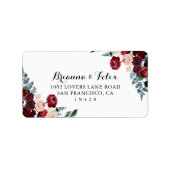 Burgundy Pink Navy Floral Wedding RSVP Adres Etiket (Voorkant)