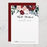 Burgundy Pink Navy Floral Wedding Well Wishes Advieskaart<br><div class="desc">Deze bruine, roze marineschoolbruiloft wenst een goede advieskaart voor een rustige bruiloft. Het ontwerp is voorzien van waterverf roze, blauw, jaloers, blauw en bruine pinda's, rozen met een groen loof, die perfect zijn samengevoegd tot elegante bouquets. Deze kaarten zijn perfect voor een bruiloft, vrijgezellenfeest, baby shower, graduatiedag en nog veel...</div>