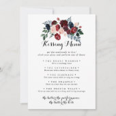 Burgundy Pink Navy Weddenrenmenu Spaarkaart (Voorkant)