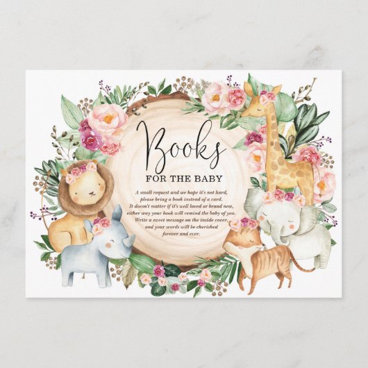 Burgundy Pink Oerwoud Safari Books for Baby Girl Informatiekaartje (Voorkant)