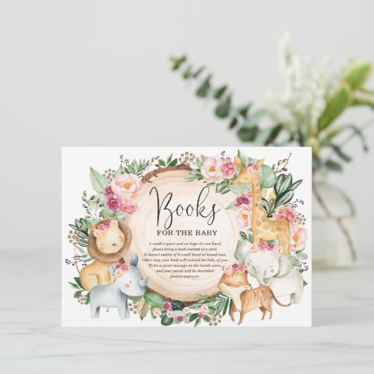 Burgundy Pink Oerwoud Safari Books for Baby Girl Informatiekaartje (Staand voorkant)