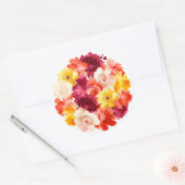 Burgundy Pink Oranje Floral Classic Round Sticker (Envelop)