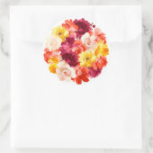 Burgundy Pink Oranje Floral Classic Round Sticker (Tas)