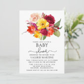 Burgundy Pink Oranje Geel Baby shower Uitnodiging (Staand voorkant)