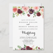 Burgundy Pink Paars Spring Front & Back Wedding Kaart (Voorkant)