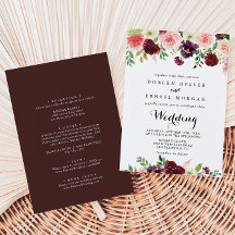 Burgundy Pink Paars Spring Front & Back Wedding