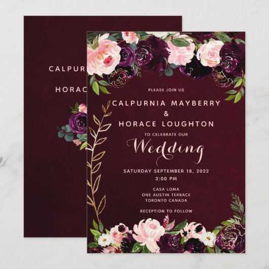 Burgundy Pink Pedigree Weddenschap Kaart (Voorkant / Achterkant)