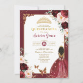 Burgundy Pink Quinceañera Princess Mis Quince Anos Kaart (Voorkant)