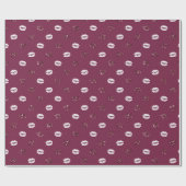 Burgundy Pink Red Glitter White Kisses Lips Cadeaupapier (Vlak)