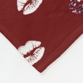 Burgundy Pink Red Glitter White Kisses Lips Fleece Deken (Hoek)