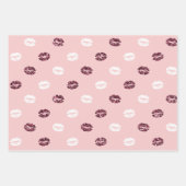 Burgundy Pink Red Glitter White Kisses Lips Inpakpapier Vel (Voorkant 3)