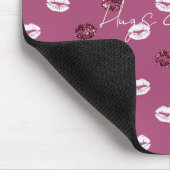 Burgundy Pink Red Glitter White Kisses Lips Muismat (Hoek)