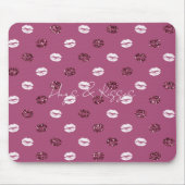 Burgundy Pink Red Glitter White Kisses Lips Muismat (Voorkant)