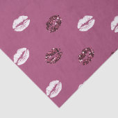 Burgundy Pink Red Glitter White Kisses Lips Tissuepapier (Detail)