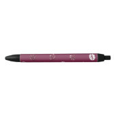 Burgundy Pink Red Glitter White Kisses Lips Zwarte Inkt Pen (Voorkant)