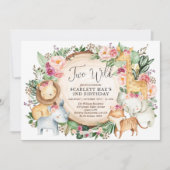 Burgundy Pink Safari Wilde Dieren 2e verjaardag Kaart (Voorkant)