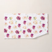 Burgundy Pink Waterverf Floral Bad Handdoek (Handdoek)