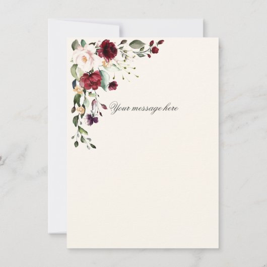 Burgundy Pink Waterverf Floral Bedankkaart (Achterkant)