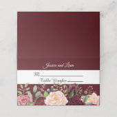 Burgundy Pink Waterverf Floral Place Card Plaatskaartje (Buitenkant ongevouwen)