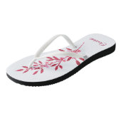  Burgundy Pink Waterverf Naam Floral Teenslippers (Schuin)