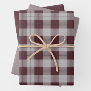 Burgundy Plaid Patroon met coördinaten Inpakpapier Vel