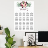 Burgundy Plum Berry Waterverf Flowers Kerstmis Poster (Thuiskantoor)