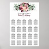 Burgundy Plum Berry Waterverf Flowers Kerstmis Poster (Voorkant)