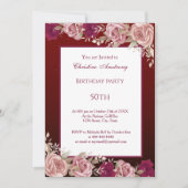 Burgundy Plum Birthday Party Elegant Modern Kaart (Voorkant)