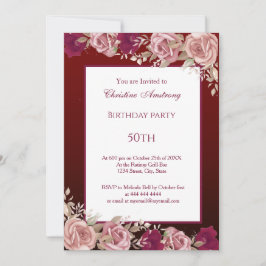 Burgundy Plum Birthday Party Elegant Modern Kaart