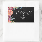 Burgundy & Plum Black Elegant Tropical Monogram Rechthoekige Sticker (Tas)