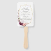 Burgundy Plum en Blush Floral Geometric Wedding Handwaaier (Voorkant)