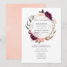 Burgundy Plum en Blush Floral Geometric Wedding
