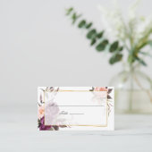 Burgundy Plum en Blush Floral Geometric Wedding Plaatskaartje (Staand voorkant)