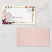 Burgundy Plum en Blush Floral Geometric Wedding Plaatskaartje (Voorkant / Achterkant)