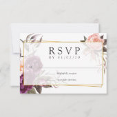 Burgundy Plum en Blush Geometric Wedding RSVP Kaartje (Voorkant)