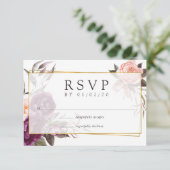 Burgundy Plum en Blush Geometric Wedding RSVP Kaartje (Staand voorkant)