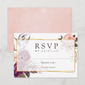 Burgundy Plum en Blush Geometric Wedding RSVP Kaartje (Voorkant / Achterkant)