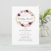 Burgundy Plum en Blush Geometric Wedding Shower Kaart (Staand voorkant)