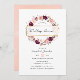 Burgundy Plum en Blush Geometric Wedding Shower Kaart