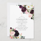 Burgundy Plum en Blush Pink Floral Bevestiging Kaart (Voorkant)