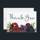 Burgundy Plum Navy Floral Bedankkaart<br><div class="desc">Stuur uw gasten bedankt met deze bordeaux,  marine,  & pruim bloemenbruiloft bedankjes.</div>