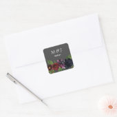 Burgundy Plum Navy Floral Gray Dank je Vierkante Sticker (Envelop)