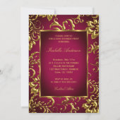 Burgundy Plum Red Gold Damask 50e verjaardag Kaart (Achterkant)