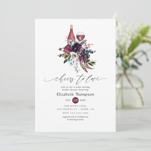 Burgundy Plum Red Wine Tasting Vrijgezellenfeest Kaart (Staand voorkant)